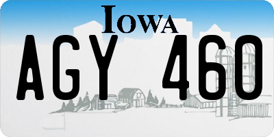 IA license plate AGY460