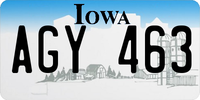 IA license plate AGY463