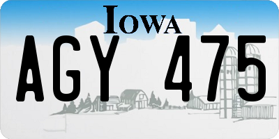 IA license plate AGY475