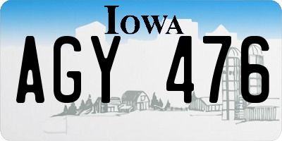 IA license plate AGY476