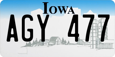 IA license plate AGY477