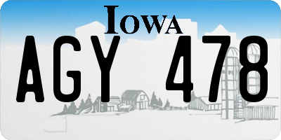 IA license plate AGY478