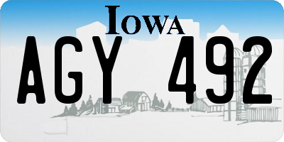 IA license plate AGY492