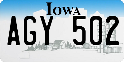 IA license plate AGY502