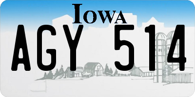 IA license plate AGY514