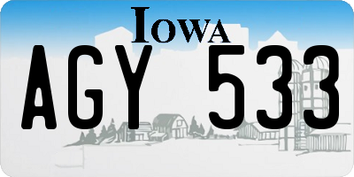 IA license plate AGY533