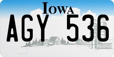IA license plate AGY536