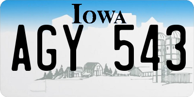 IA license plate AGY543