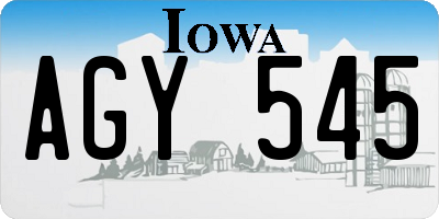 IA license plate AGY545