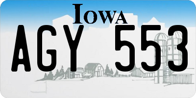 IA license plate AGY553