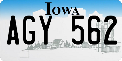 IA license plate AGY562
