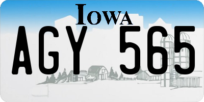 IA license plate AGY565