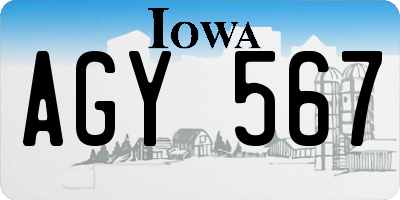 IA license plate AGY567