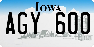 IA license plate AGY600