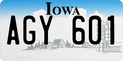IA license plate AGY601