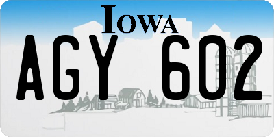 IA license plate AGY602