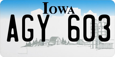 IA license plate AGY603