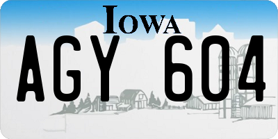 IA license plate AGY604
