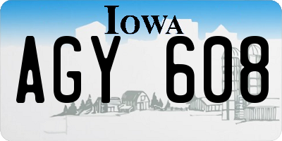 IA license plate AGY608