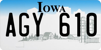 IA license plate AGY610