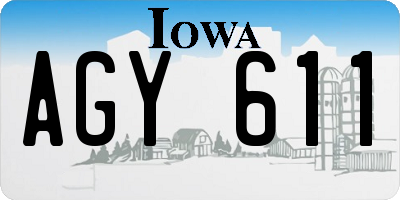 IA license plate AGY611