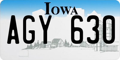IA license plate AGY630