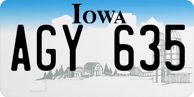 IA license plate AGY635