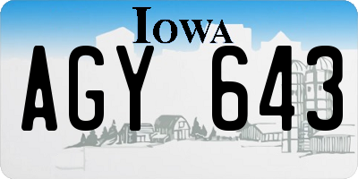 IA license plate AGY643