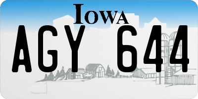 IA license plate AGY644