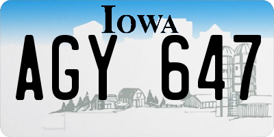 IA license plate AGY647