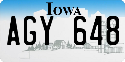 IA license plate AGY648