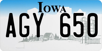 IA license plate AGY650