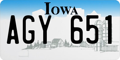 IA license plate AGY651