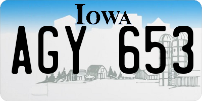 IA license plate AGY653