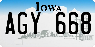 IA license plate AGY668