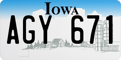 IA license plate AGY671
