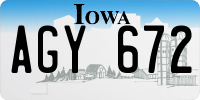 IA license plate AGY672