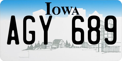 IA license plate AGY689