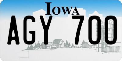 IA license plate AGY700
