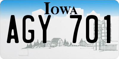 IA license plate AGY701