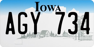 IA license plate AGY734