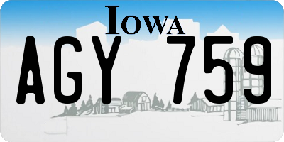 IA license plate AGY759
