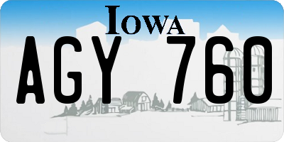 IA license plate AGY760