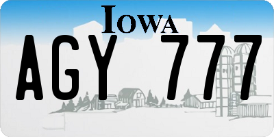 IA license plate AGY777
