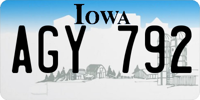IA license plate AGY792
