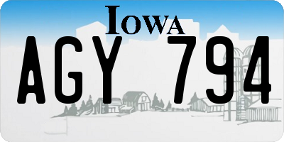 IA license plate AGY794
