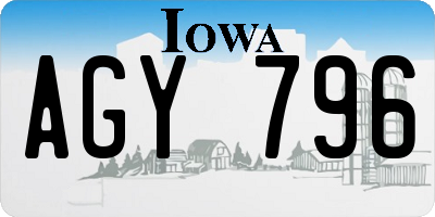 IA license plate AGY796