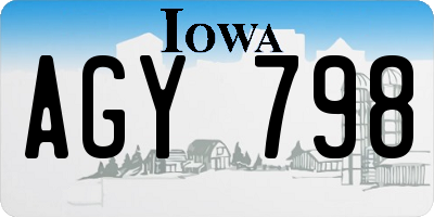 IA license plate AGY798