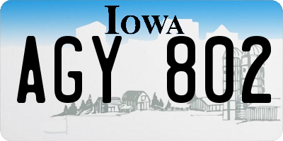 IA license plate AGY802