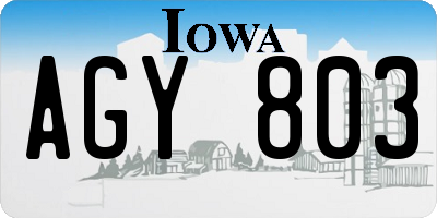 IA license plate AGY803
